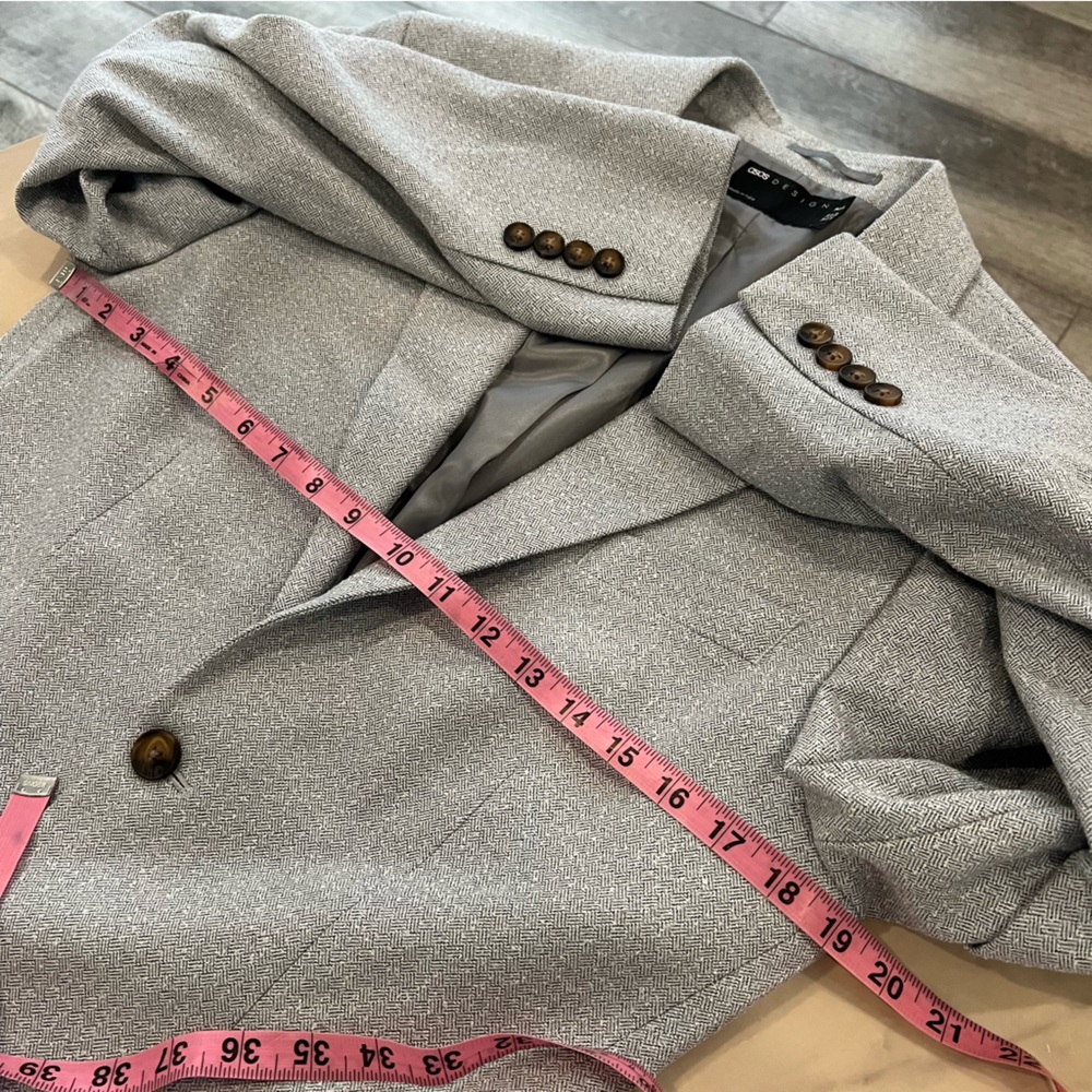 ASOS Design Light Grey Tweed Blazer Jacket. - Picture 10 of 15